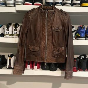 Brown leather jacket